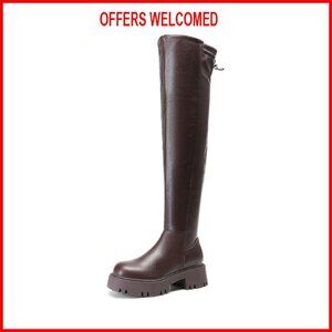 Women's Platform Over The Knee Boots Lug Sole Chunky Heels Thigh High